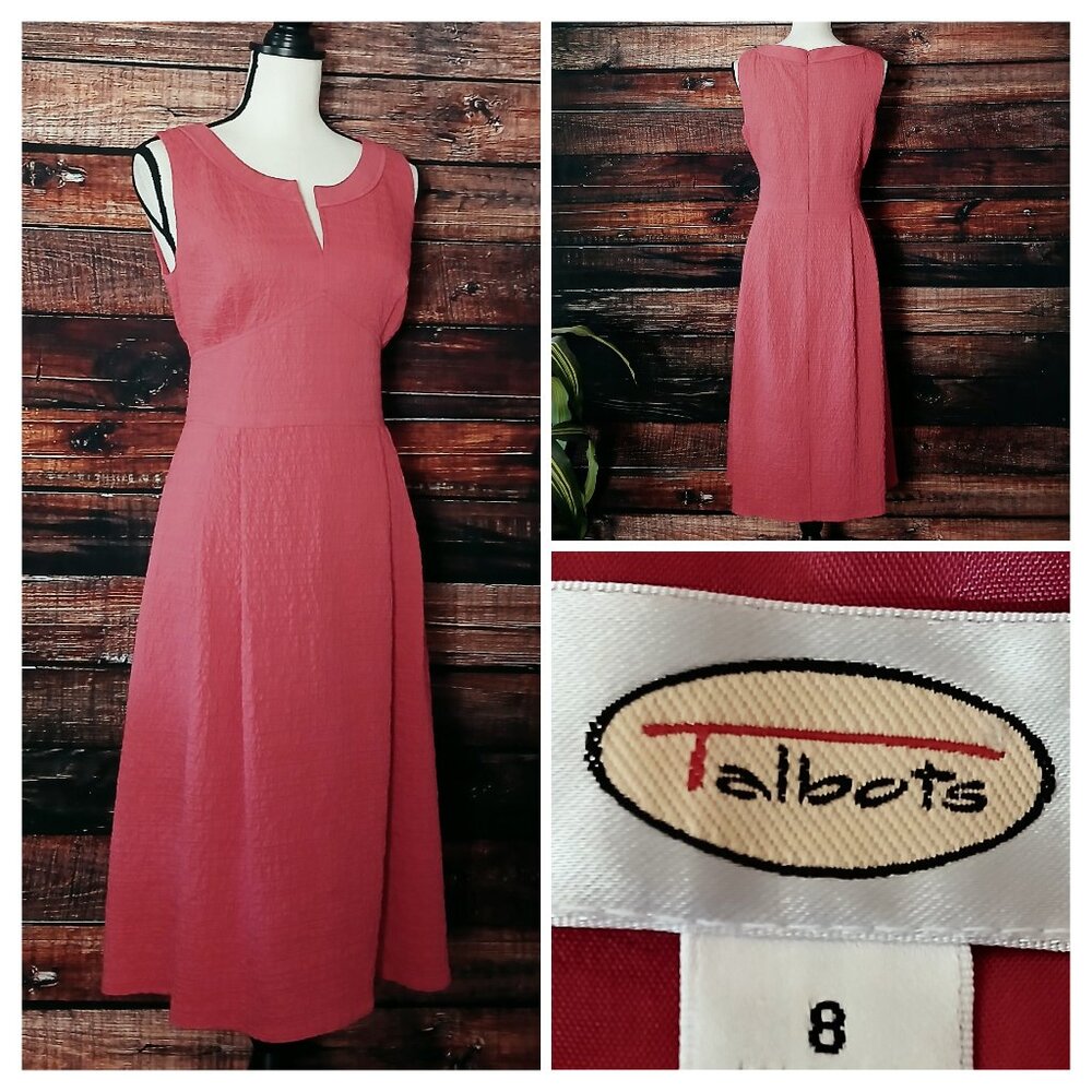 Talbots Dress 8 Salmon Pink Pleated